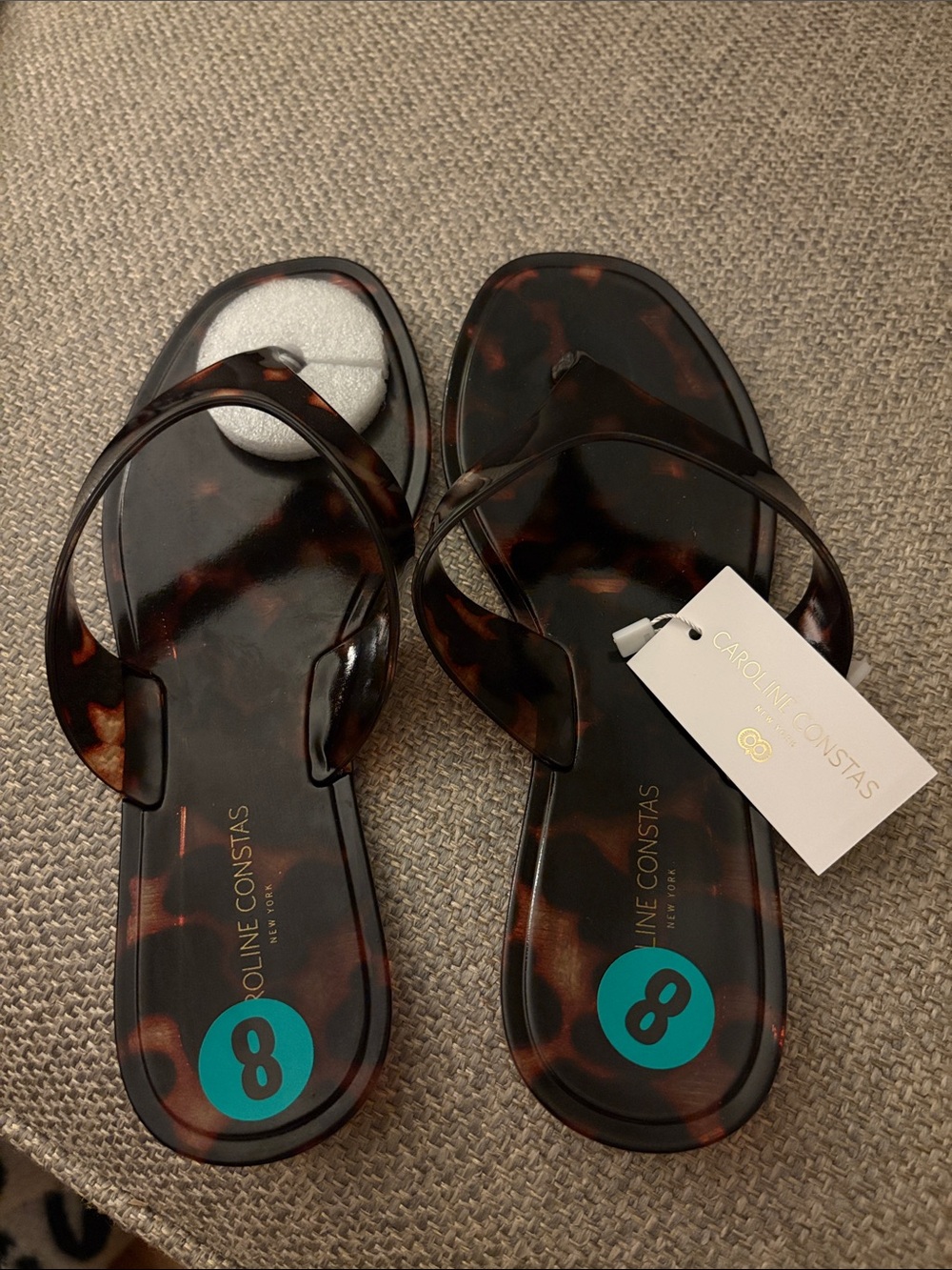 Caroline Constas Tortoiseshell Jelly Sandals in Dark Brown